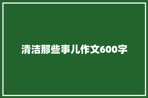 清洁那些事儿作文600字