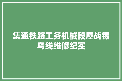 集通铁路工务机械段鏖战锡乌线维修纪实