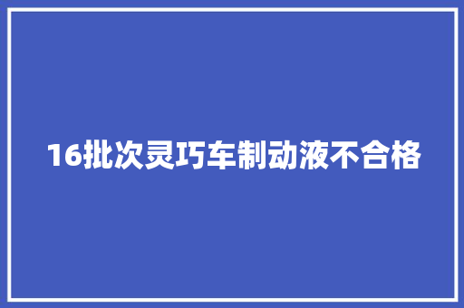 16批次灵巧车制动液不合格