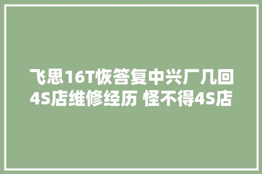 飞思16T恢答复中兴厂几回4S店维修经历 怪不得4S店不靠谱