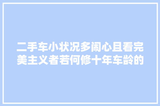 二手车小状况多闹心且看完美主义者若何修十年车龄的AMG