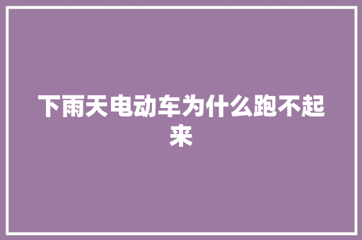 下雨天电动车为什么跑不起来