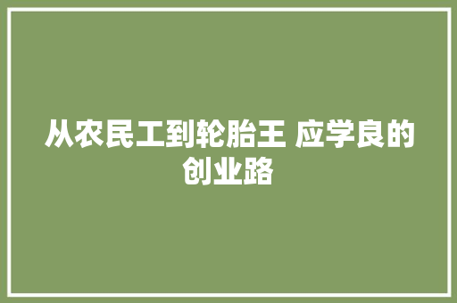 从农民工到轮胎王 应学良的创业路