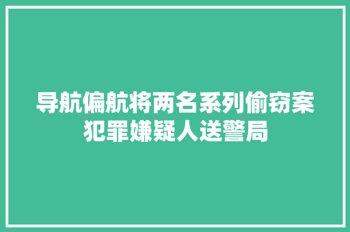 导航偏航将两名系列偷窃案犯罪嫌疑人送警局