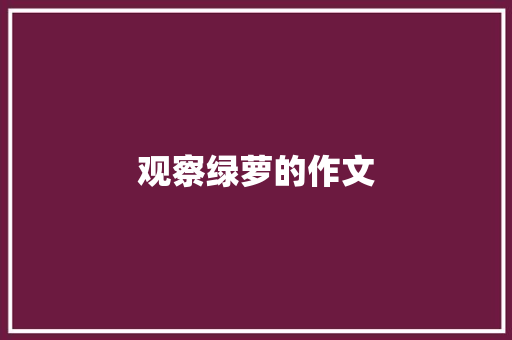 观察绿萝的作文