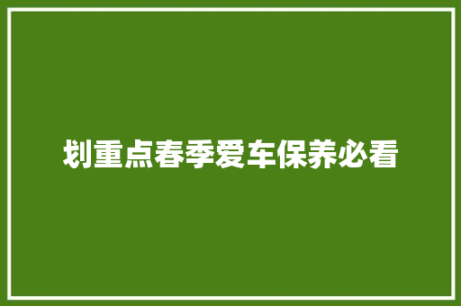 划重点春季爱车保养必看