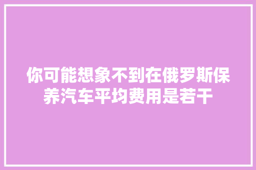 你可能想象不到在俄罗斯保养汽车平均费用是若干