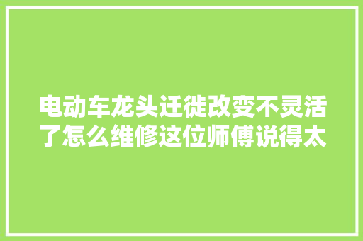 电动车龙头迁徙改变不灵活了怎么维修这位师傅说得太具体了