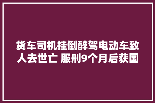 货车司机挂倒醉驾电动车致人去世亡 服刑9个月后获国家赔偿