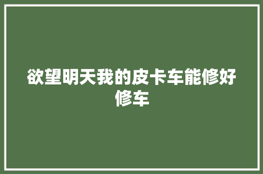 欲望明天我的皮卡车能修好修车 汽车知识