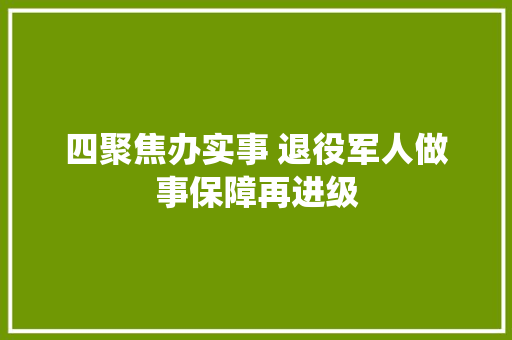 四聚焦办实事 退役军人做事保障再进级