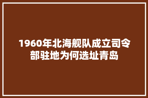 1960年北海舰队成立司令部驻地为何选址青岛