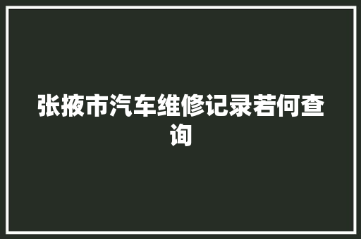 张掖市汽车维修记录若何查询