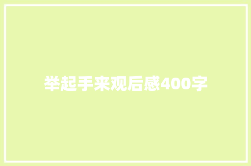 举起手来观后感400字