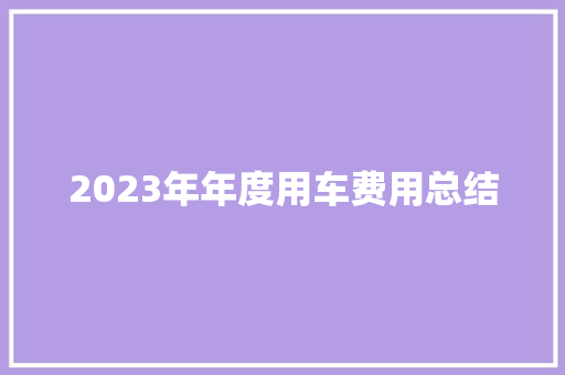 2023年年度用车费用总结