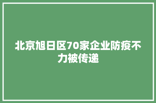 北京旭日区70家企业防疫不力被传递
