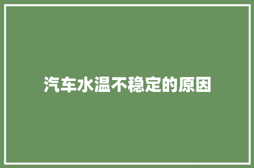 汽车水温不稳定的原因