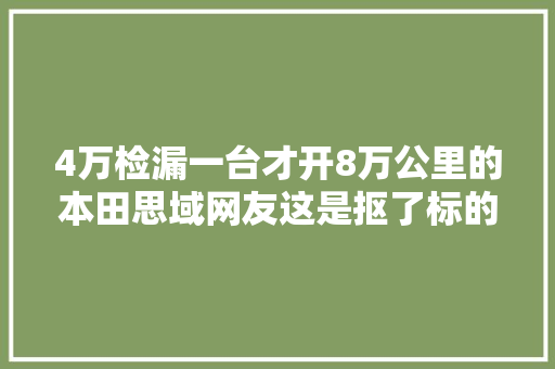 4万检漏一台才开8万公里的本田思域网友这是抠了标的思铭