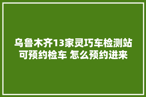 乌鲁木齐13家灵巧车检测站可预约检车 怎么预约进来看