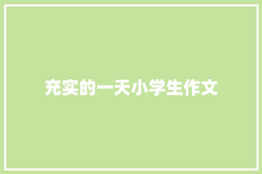 充实的一天小学生作文