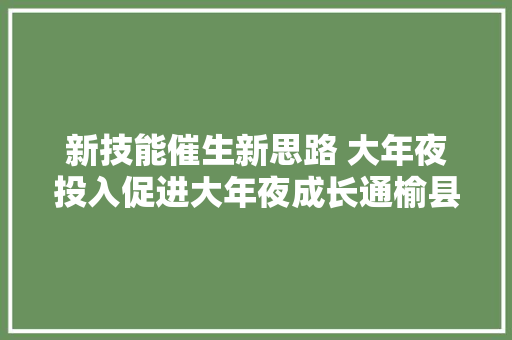 新技能催生新思路 大年夜投入促进大年夜成长通榆县四好农村路培植工作综述
