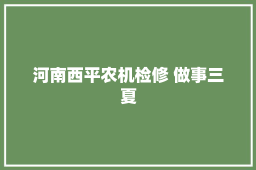 河南西平农机检修 做事三夏