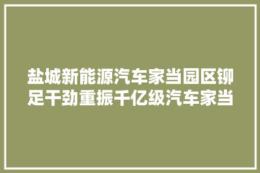 盐城新能源汽车家当园区铆足干劲重振千亿级汽车家当