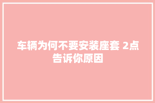 车辆为何不要安装座套 2点告诉你原因