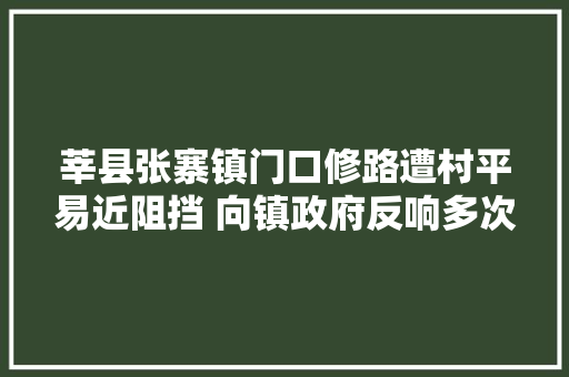 莘县张寨镇门口修路遭村平易近阻挡 向镇政府反响多次仍未解决