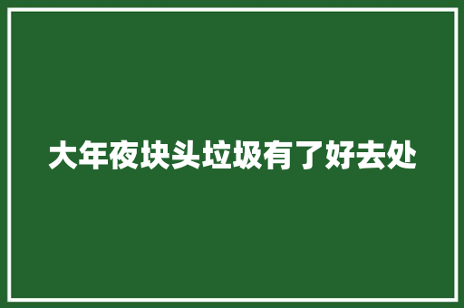 大年夜块头垃圾有了好去处