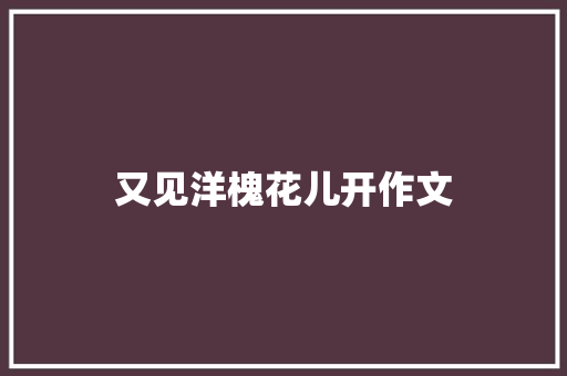 又见洋槐花儿开作文