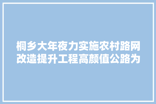 桐乡大年夜力实施农村路网改造提升工程高颜值公路为村落振兴注入新活力