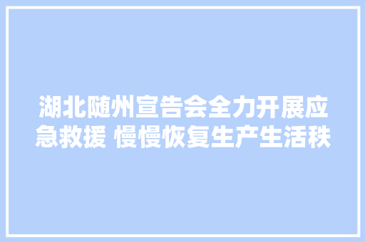 湖北随州宣告会全力开展应急救援 慢慢恢复生产生活秩序