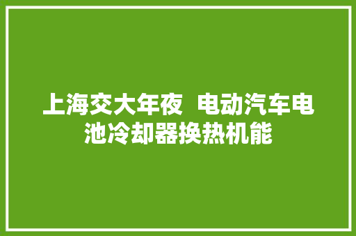 上海交大年夜  电动汽车电池冷却器换热机能