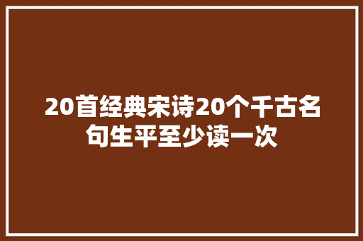 20首经典宋诗20个千古名句生平至少读一次