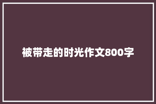 被带走的时光作文800字