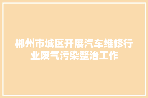 郴州市城区开展汽车维修行业废气污染整治工作