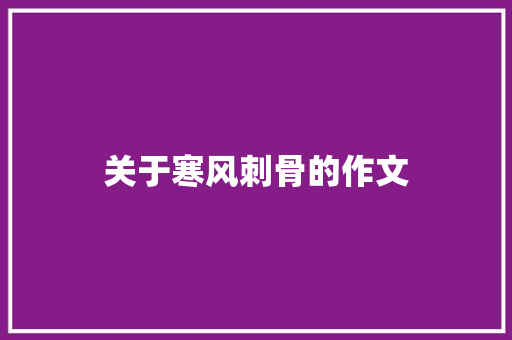 关于寒风刺骨的作文