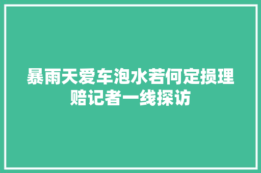 暴雨天爱车泡水若何定损理赔记者一线探访