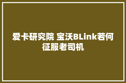 爱卡研究院 宝沃BLink若何征服老司机