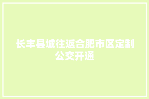 长丰县城往返合肥市区定制公交开通