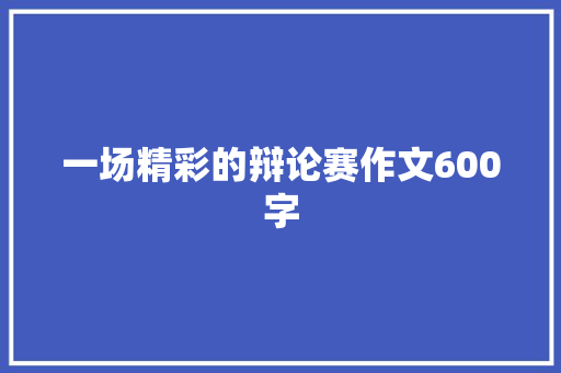 一场精彩的辩论赛作文600字