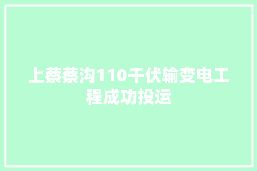 上蔡蔡沟110千伏输变电工程成功投运