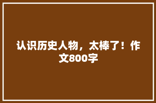 认识历史人物，太棒了！作文800字