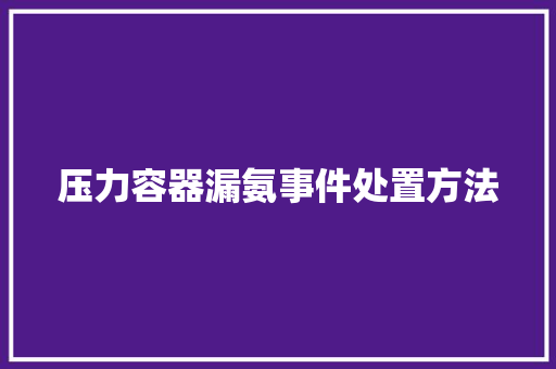 压力容器漏氨事件处置方法