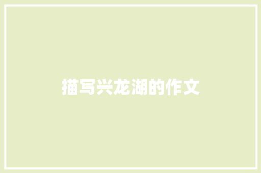 描写兴龙湖的作文