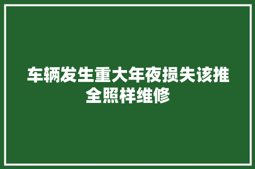 车辆发生重大年夜损失该推全照样维修