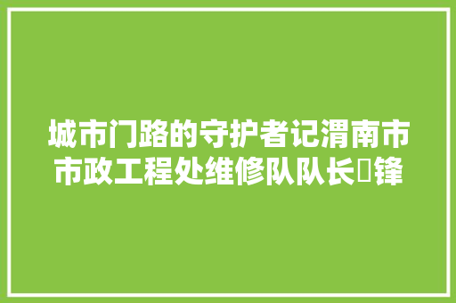 城市门路的守护者记渭南市市政工程处维修队队长贠锋