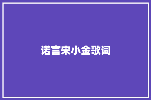 诺言宋小金歌词 休闲娱乐