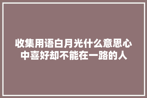收集用语白月光什么意思心中喜好却不能在一路的人